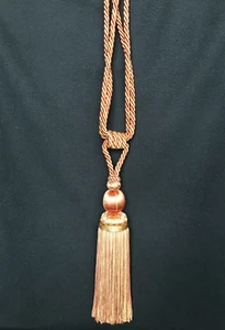Drapery Single Tie Back 27" Elegant Rope Tassel Gold Rust - Picture 1 of 4