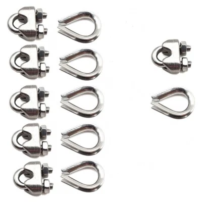 6 Wire Rope thimbles and rope grip Galvanised - Image 1 of 4