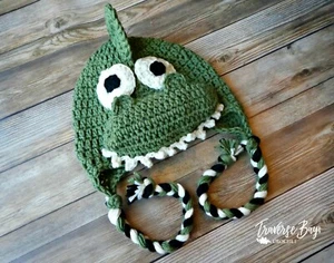 Crochet dinosaur hat pattern earflap braided hat 7 sizes PATTERN ONLY - Picture 1 of 5