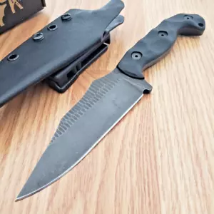 Stroup Knives TU1 Fixed Knife 4.5 1095HC Steel Full Tang Blade Black G10 Handle - Picture 1 of 13