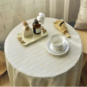 Flower Tablecloth Tassel Daisy Pattern Table Cover Cloth Tafelkleed Modern Decor - Picture 1 of 7