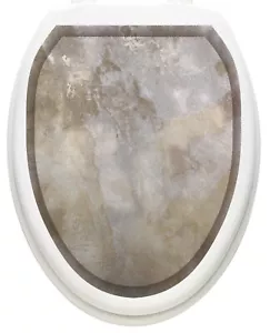 Calcomanía decorativa de asiento de inodoro redondo extraíble vinilo piedra plateada tatuajes - Imagen 1 de 2