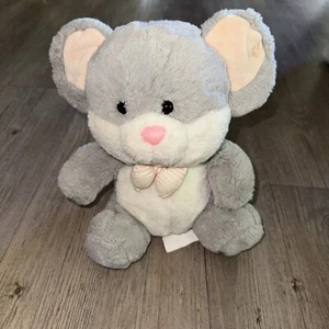 D’Peluche Stuffed Animal Rare Plush 9” gray Mouse Bowtie lovey cute Vintage - Picture 1 of 6
