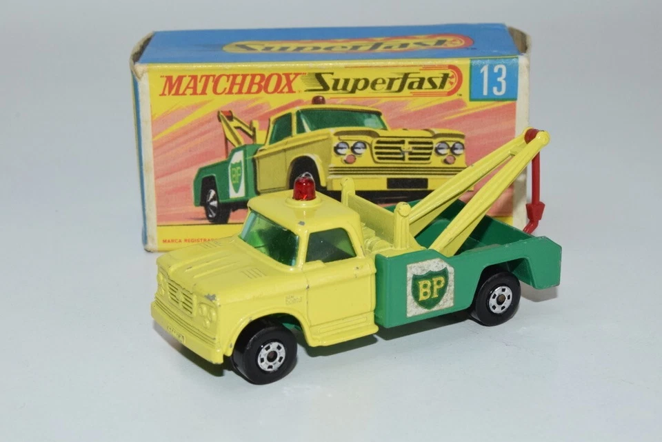 B8 1:60 3INCH 3 INCH MATCHBOX LESNEY SUPERFAST 13 DODGE WRECK TRUCK BP DISPLAY - Image 1 of 4