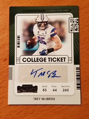 2022 Contenders College Ticket Auto Trey McBride Colorado State Cardinals TE - Image 1 of 2