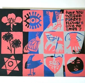 S ROSENWEIN FIRMADO 1972 ESTAMPADO DE FLORES HERMANA MARY CORITA KENT ESTUDIANTE SERIGRAFÍA - Imagen 1 de 18