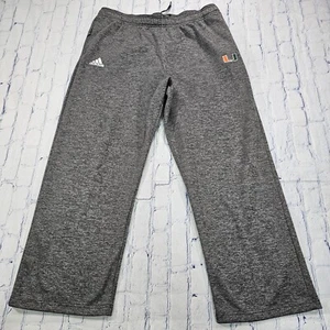Adidas MIAMI HURRICANES Sweatpants MENS XL Joggers Gray Zip Pockets Climawarm - Picture 1 of 14