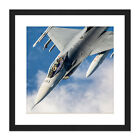 Military USA USAF F-16 Fighting Falcon Fighter Jet Photo Framed Wall Art 9X9 In