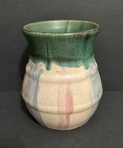 Early Hull Pottery 1920's Vertical Blue Pink Green Stripe Stoneware Vase 40 H 7 - Picture 1 of 24