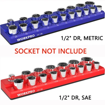 WORKPRO 1/2 -Inch SAE/ Metric Magnetic Socket Organizer Socket not Included NEW - Image 1 of 4