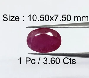 3.6 Ct Natural Ruby Oval Size 10.5x7.5 mm Astrologer Recommend Cut Gemstone 5848 - Picture 1 of 6