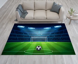 Fußballdecke, Fußballmuster, Fußballdecke, Fußballfelddecke, Sportdecke - Bild 1 von 10