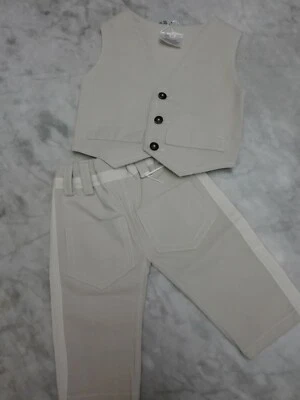 COMPLETO ESTIVO  BATTESIMO  BIMBO TAGLIA 6 MESI  GILET+PANTALONE NUOVO - Immagine 1 di 4