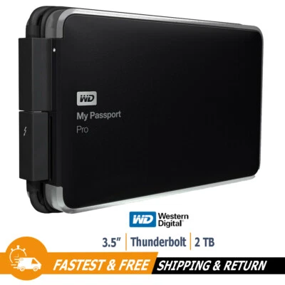WD My Passport Pro Portable External Hard Drive 2TB Thunderbolt, WDBRMP0020DBK - Image 1 of 4