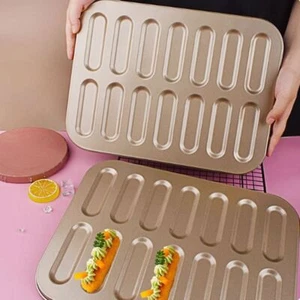 14 Cavity Biscuits Baking Tray Carbon Steel Breadstick Ladyfinger Mould - Picture 1 of 14