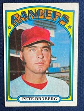 1972 TOPPS #64 PETE BROBERG (TEXAS RANGERS) (RC) BASEBALL CARD VG-EX / EX