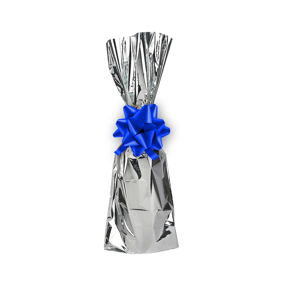 Plata Mylar Metálico Vino Bolsas Regalo Tamaño 7"x 18" (1 Litro) Pack de 100 Piezas Foto 1 de 3