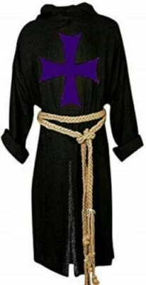 Túnica Recreación Medieval Color Negro Azul Templario Bonito Diseño Foto 1 de 4