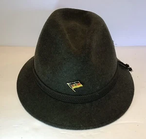 Vintage German Hiking Trekking Alpine Hat Fedora Men’s Green Wool/Felt 1 Pin - Picture 1 of 10
