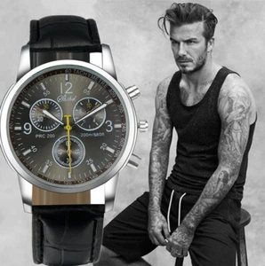 Orologio sportivo da uomo/ragazzo: stile cronografo David Beckham designer, cinturino nero - Foto 1 di 5