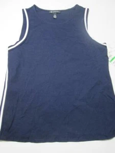 NWT International Concepts Womens Size L Tank Top Dark Navy Blue Cotton Blend - Picture 1 of 7
