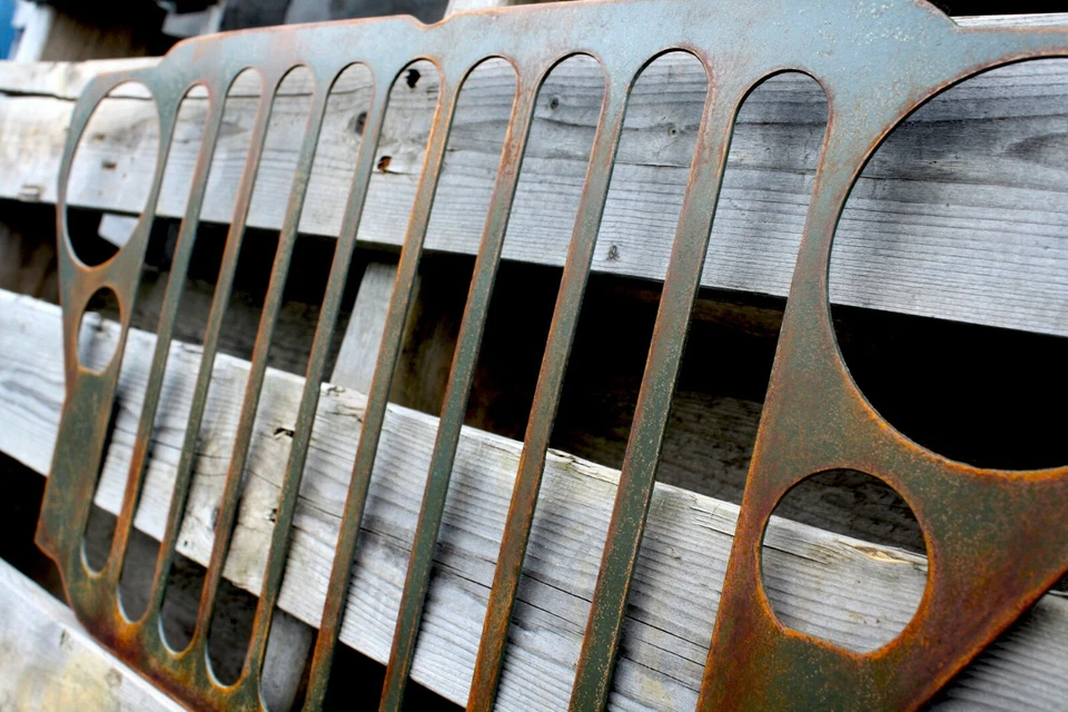 Jeep Grille Sign 1941-1945 Willys MB WW II Army Green/Rust Patina / Jeep Decor - Изображение 1 из 1