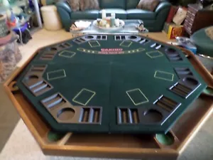 8 Player Octagon Shaped Foldable Poker Tabletop w/Drink & Poker Chip Holders - Picture 1 of 12