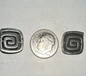 Vintage Mexiko 0,925 Silberspirale moderner einheimischer Labyrinthpfosten Ohrring - Bild 1 von 5