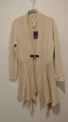 Nuevo con etiquetas Monroe y Principal Cárdigan Tejido Suéter Marfil Hebilla Detalle Para Mujer Pequeño Foto 1 de 4