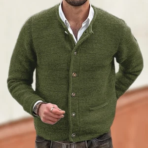 Cárdigan cálido de invierno para hombre Suéter Manga larga Botón Tejido Suéter Bolsillos Prendas para el torso - Imagen 1 de 26