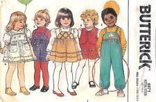 Vintage Butterick 6971 Sewing Pattern Toddlers Jumper Overalls and Vest Size 1-4