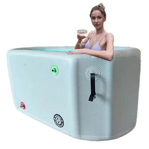 Foldable Bathtub Inflatable Soaking Bath Tub Hot Ice Water Bath Spa Portable - Picture 1 of 8