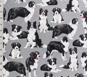 Border Collie Dogs Puppies Cotton Fabric Herder Working Sheepdog Bestest Dog - Picture 1 of 2