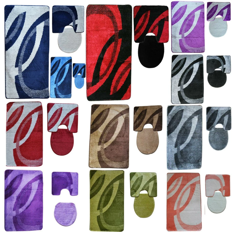 Badgarniturset 3 tlg Badteppich Badematte Badgarnitur Duschvorleger Matte #04 - Bild 1 von 1