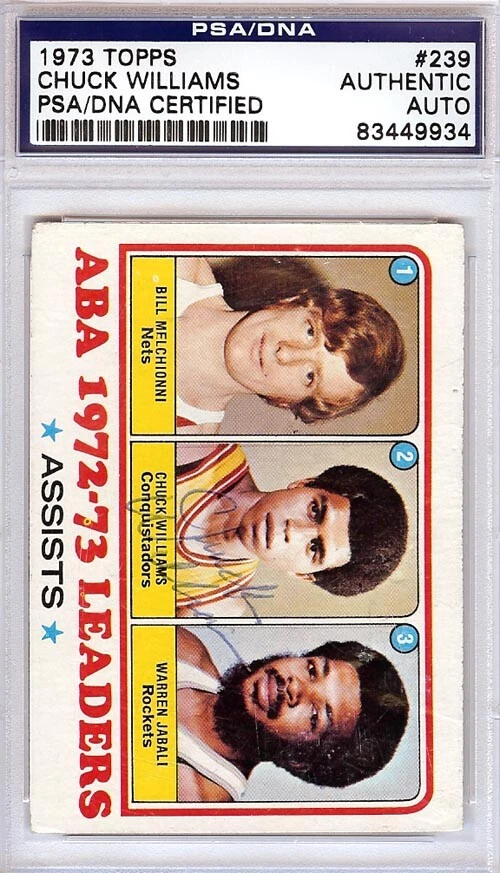 Chuck Williams Autographed 1973 Topps Card #239 Conquistadors PSA/DNA #83449934 - Image 1 of 1