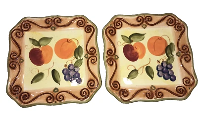 MEDICI TABLETOPS UNLIMITED LOT OF 2 DESSERT SALAD PLATES 8” SQUARE EUC-VGUC - Image 1 of 4