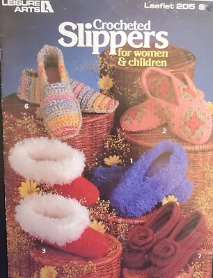 Slippers For Women & Children Crochet Patterns By Leisure Arts s6 - Image 1 of 3