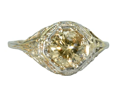 GIA Certified Natural 1.12 ct. Round Brilliant Cut  Diamond ,Solid 14k Gold Ring - Image 1 of 4
