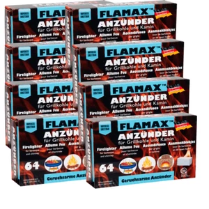 8 x 64 Flamax Anzündwürfel Geruchs armer BBQ Grillkohle-und Kaminanzünder - Bild 1 von 7
