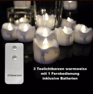 3 Teelichtkerzen mit Fernbedienung inklusive Batterien - Bild 1 von 5