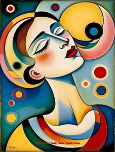 Waiting for a Kiss 8.5x11" Photo Print Style of Wassily Kandinsky / Harker Art - Picture 1 of 1
