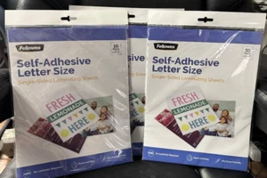 New LOT of 3 Fellowes Self-Adhesive 3 mil Laminating Sheets 9" x 12" 10/Pack - Picture 1 of 2