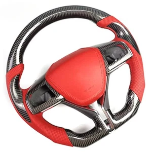 For Maserati Ghibli Quattroporte GTS Red Leather 100 Carbon Fiber Steering Wheel - Bild 1 von 5