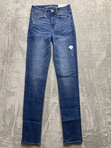 American Eagle Super Stretch Skinny blaue Damenjeans Größe 2 lang neu mit Etikett (W533) - Bild 1 von 7