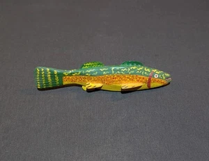 VTG Ice Fish Spearing Decoy Trout Carving 7.5" Folk Art Fishing Lure Handmade - Picture 1 of 13