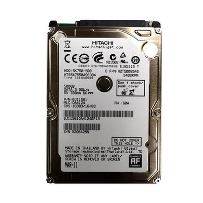 Hitachi 500GB HTS547550A9E384 5400RPM SATA 2.5" Laptop HDD Hard Disk Drive - Image 1 of 3