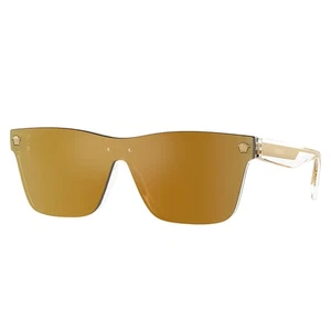 Gafas de sol cuadradas de plástico cristal Versace VK 4004U 148/7I lentes espejadas doradas - Imagen 1 de 3