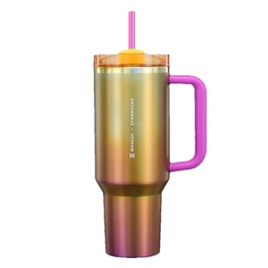 NEU 2024 Starbucks x Stanley Summer Sunset Gradient Yellow Pink 40oz Tumbler - Bild 1 von 2