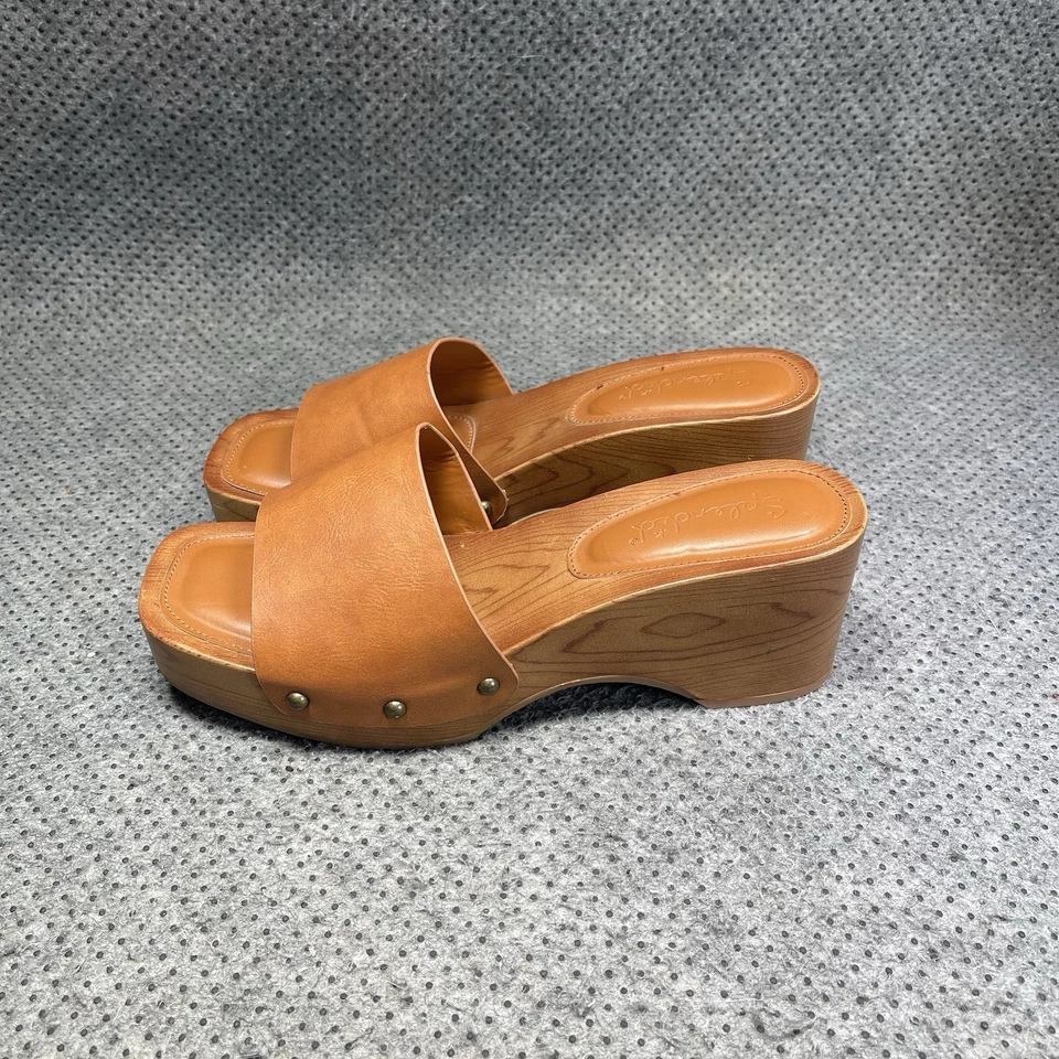 Splendid Dusty Mauve Leather Wooden Wedges Size 10 Women’s - Image 1 of 4
