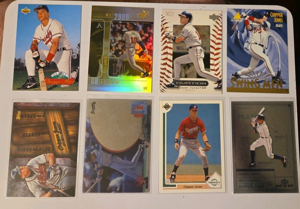 Lote de 8 cartas Chipper Jones Atlanta Braves novato patio Topps cubierta superior Foto 1 de 2